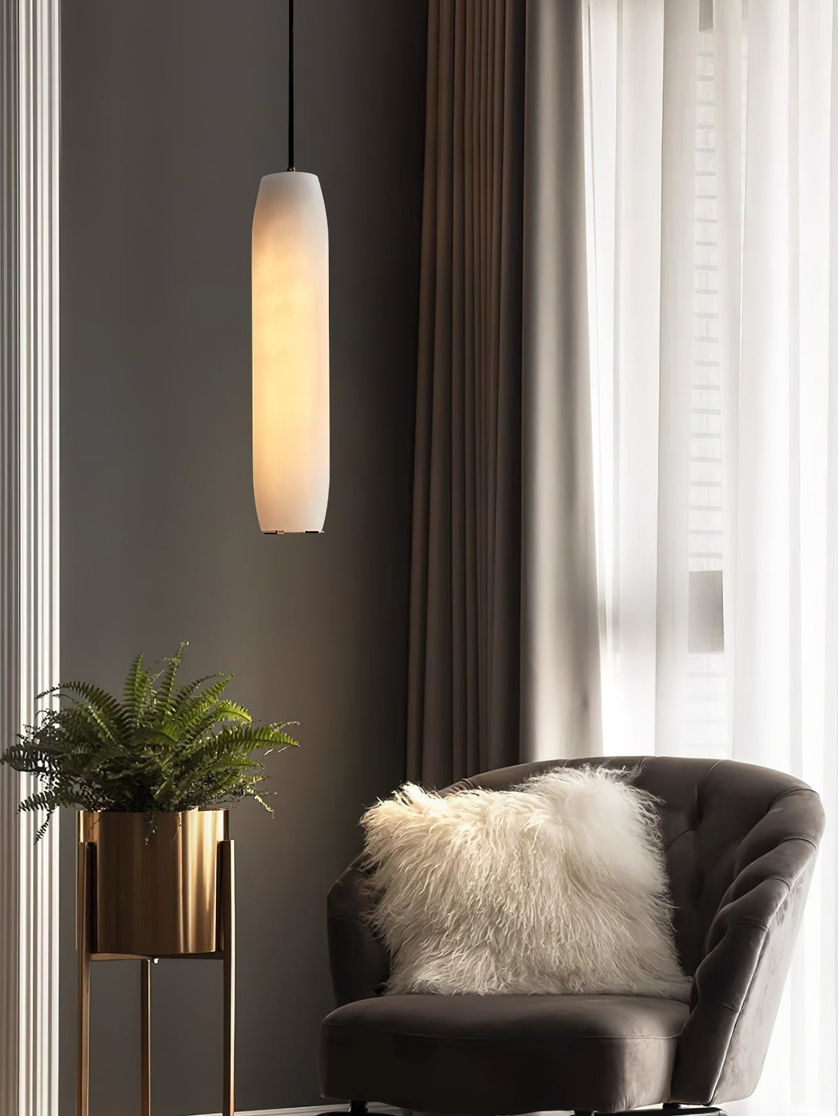 Orven lámpara colgante Flute moderna minimalista de alabastro