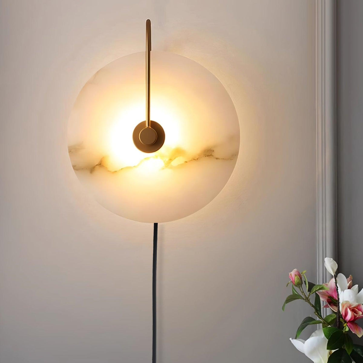 Albeaine aplique de pared de globo en alabastro con enchufe