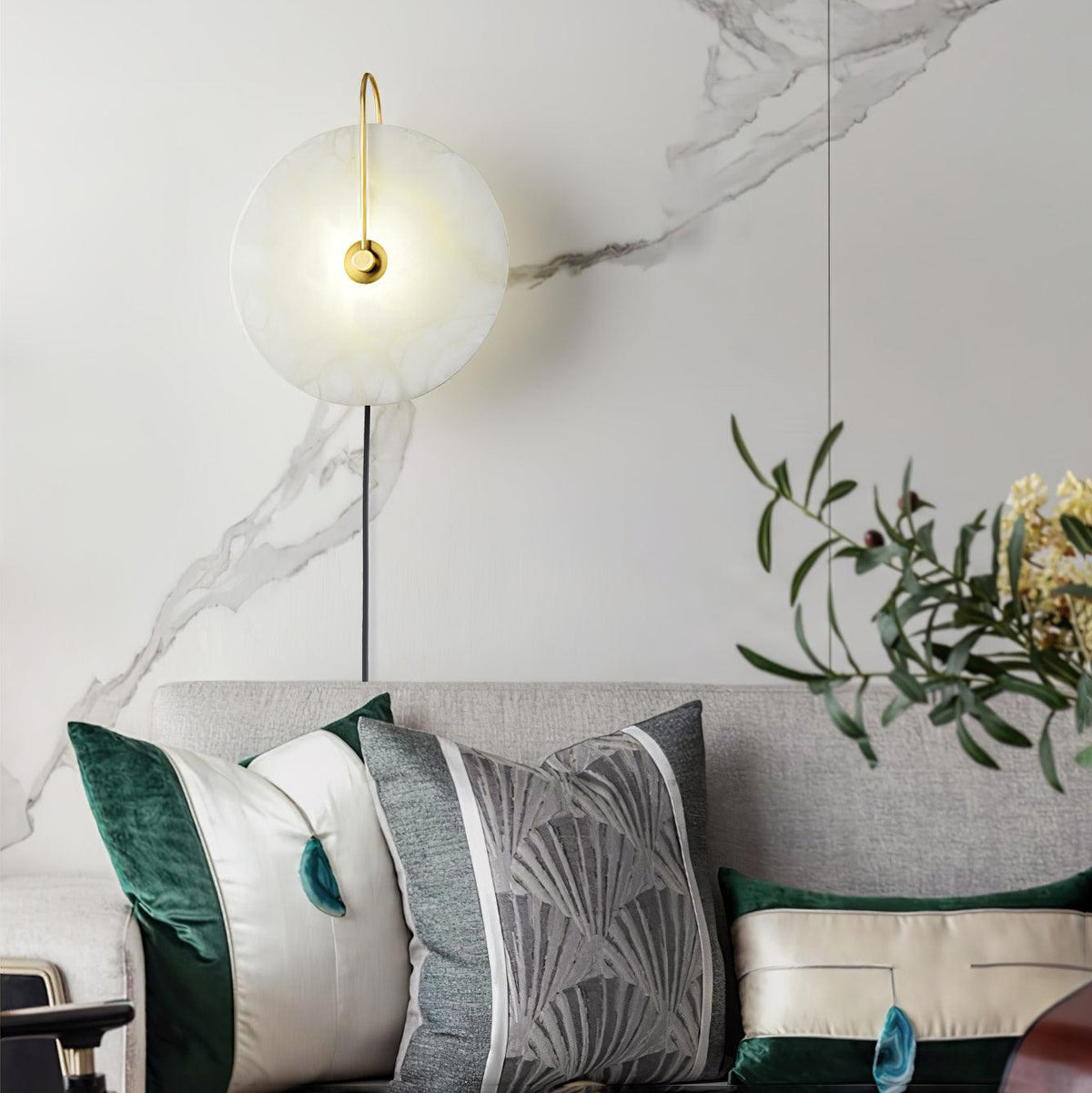 Albeaine aplique de pared de globo en alabastro con enchufe