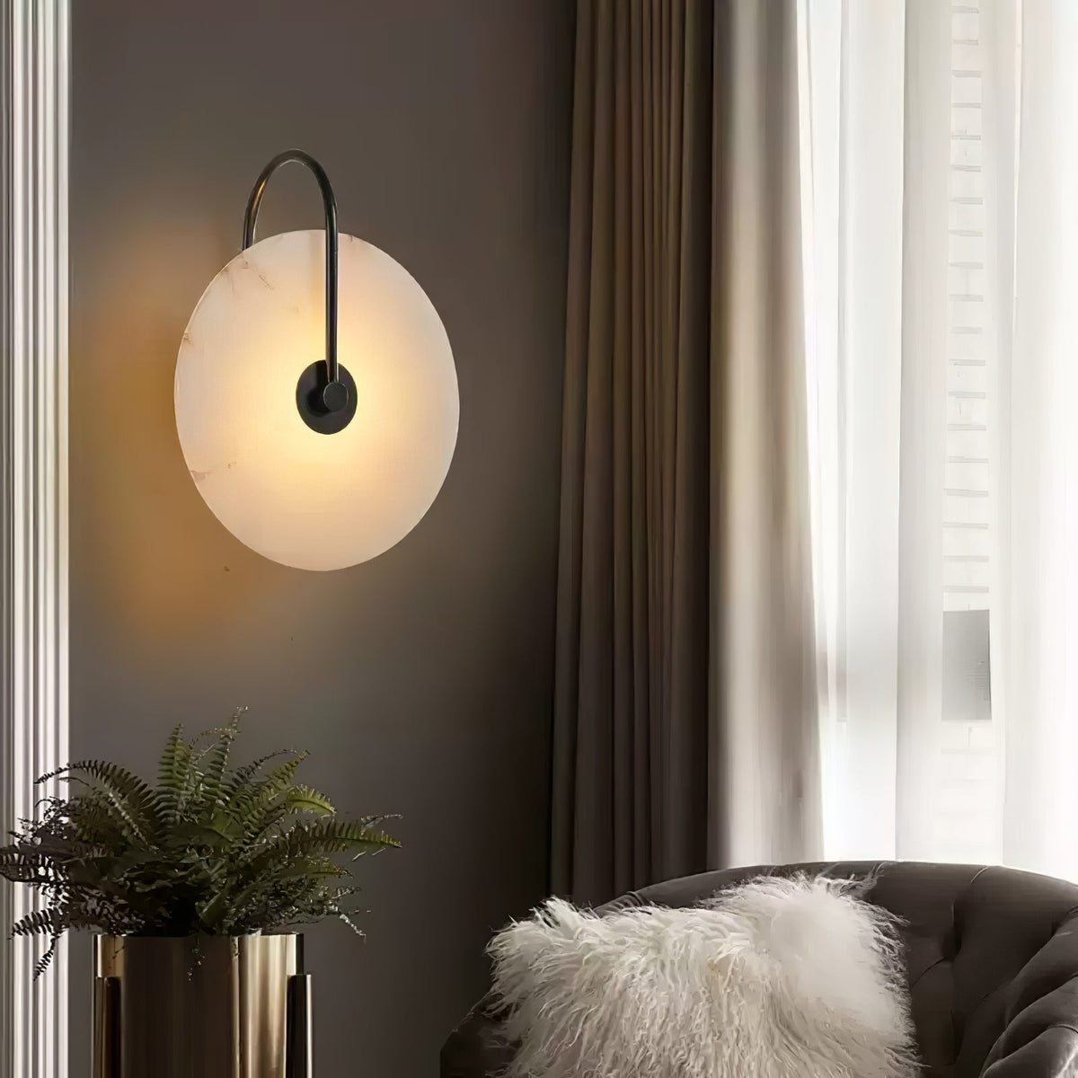 Albeenne aplique de pared con globo de alabastro