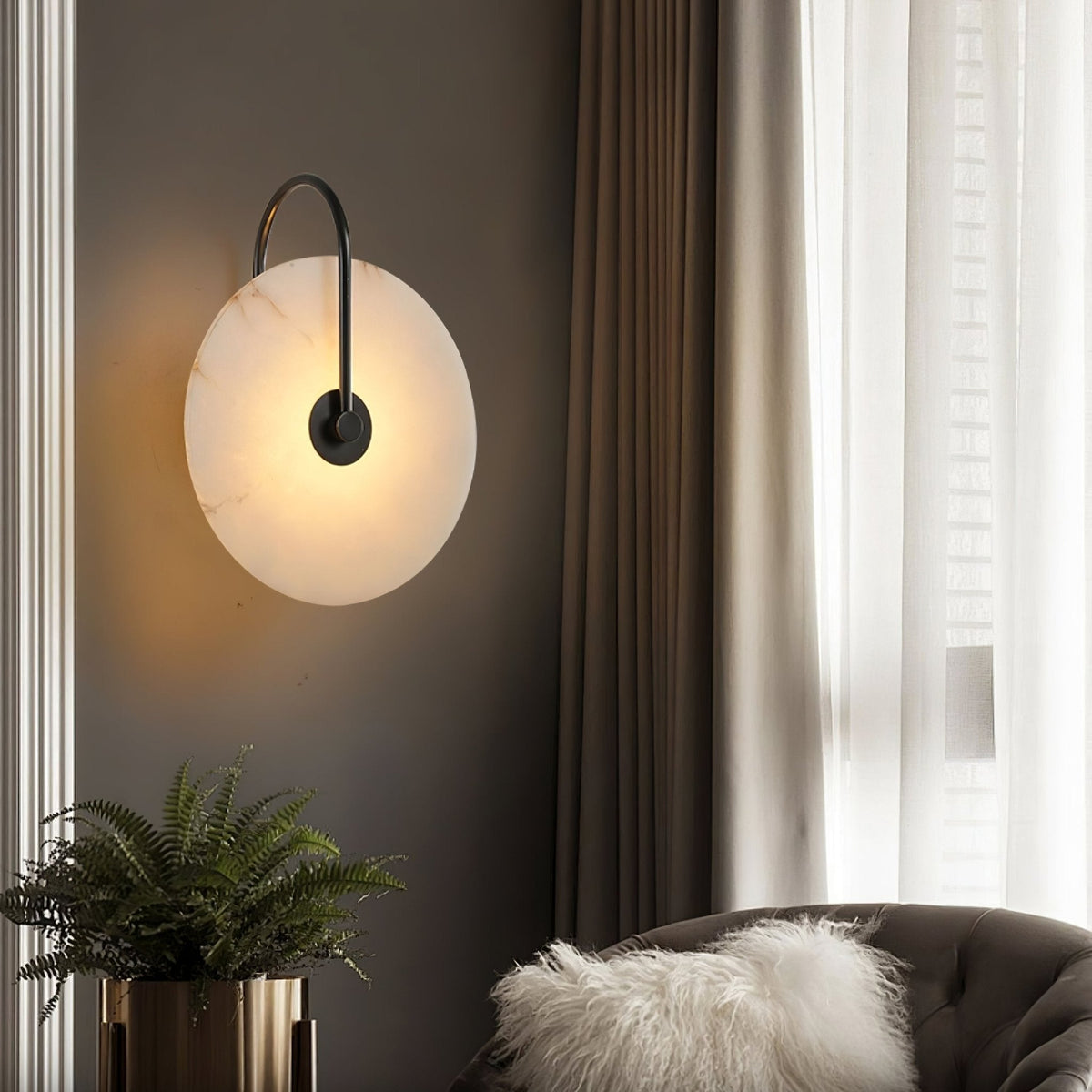 Albeenne aplique de pared con globo de alabastro