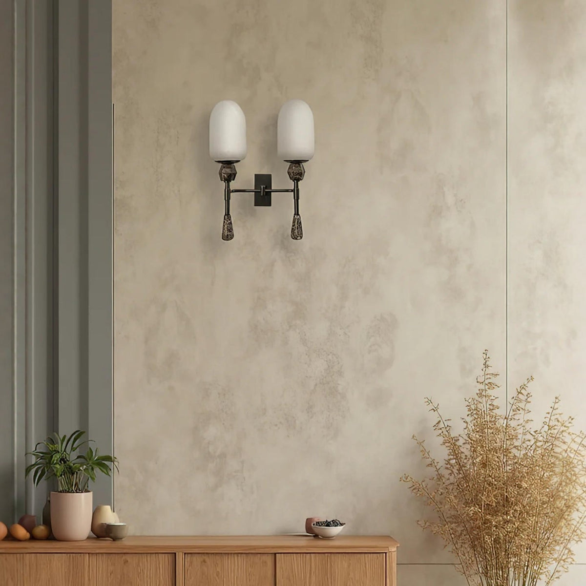 Mila aplique de pared Vintage alabastro doble