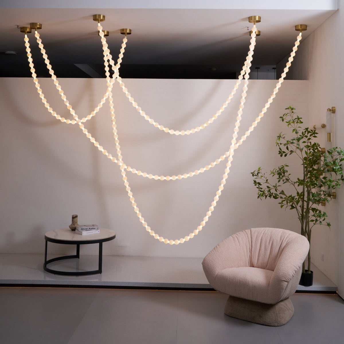 Grempt alabastro Pearl Necklace lámpara de araña