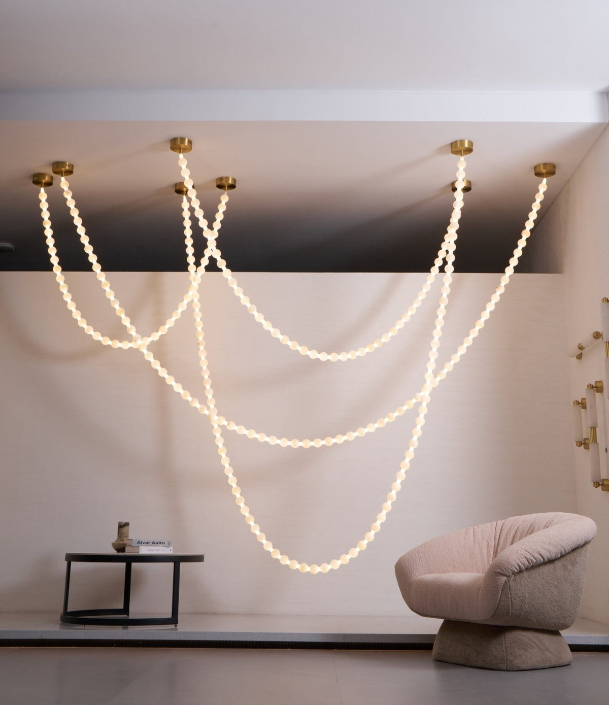 Grempt alabastro Pearl Necklace lámpara de araña