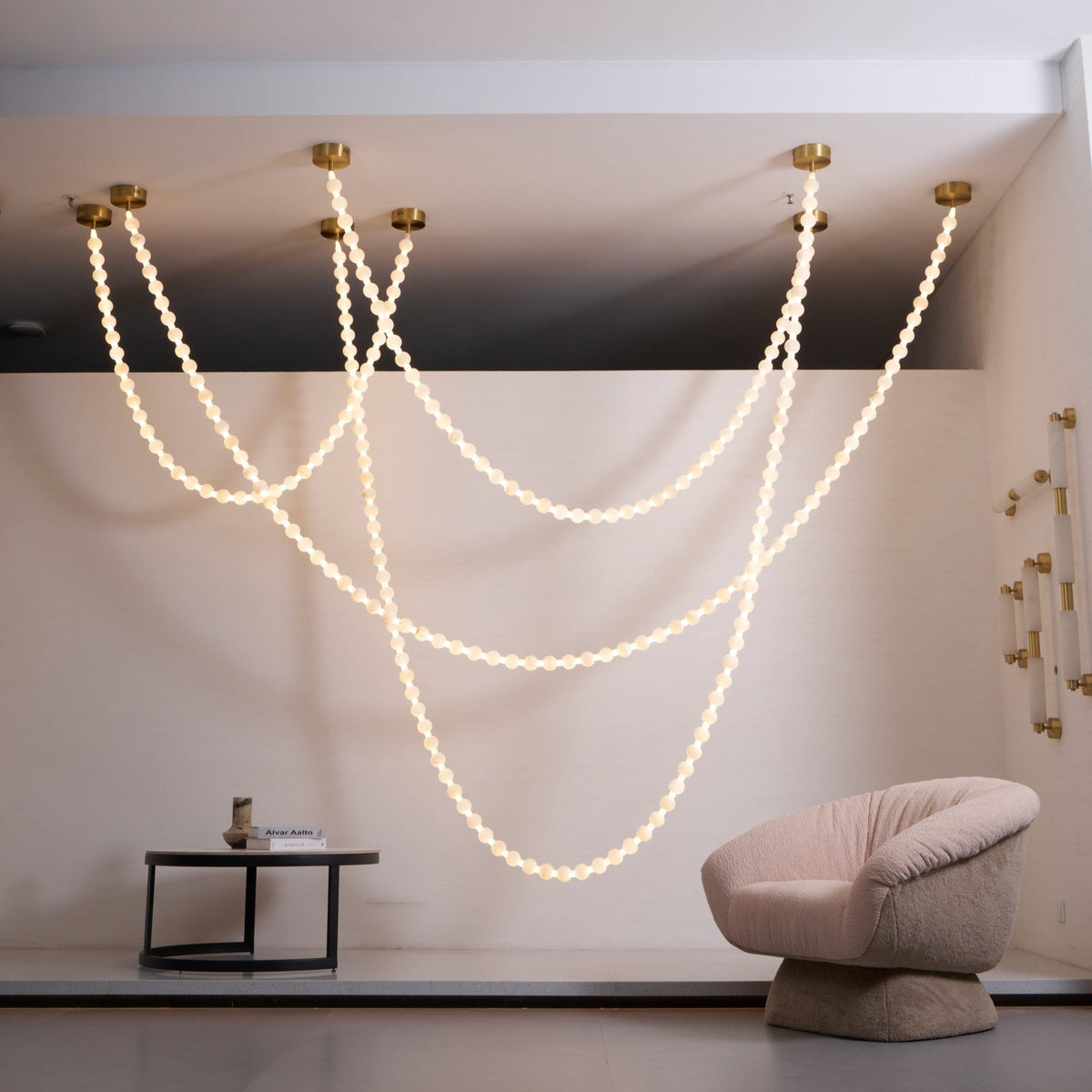 Grempt alabastro Pearl Necklace lámpara de araña