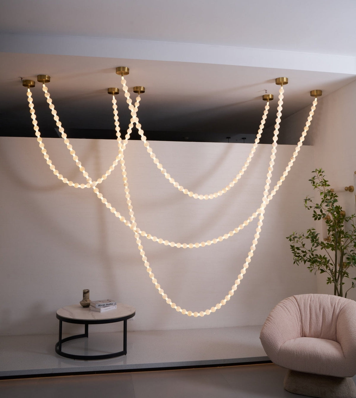 Grempt alabastro Pearl Necklace lámpara de araña