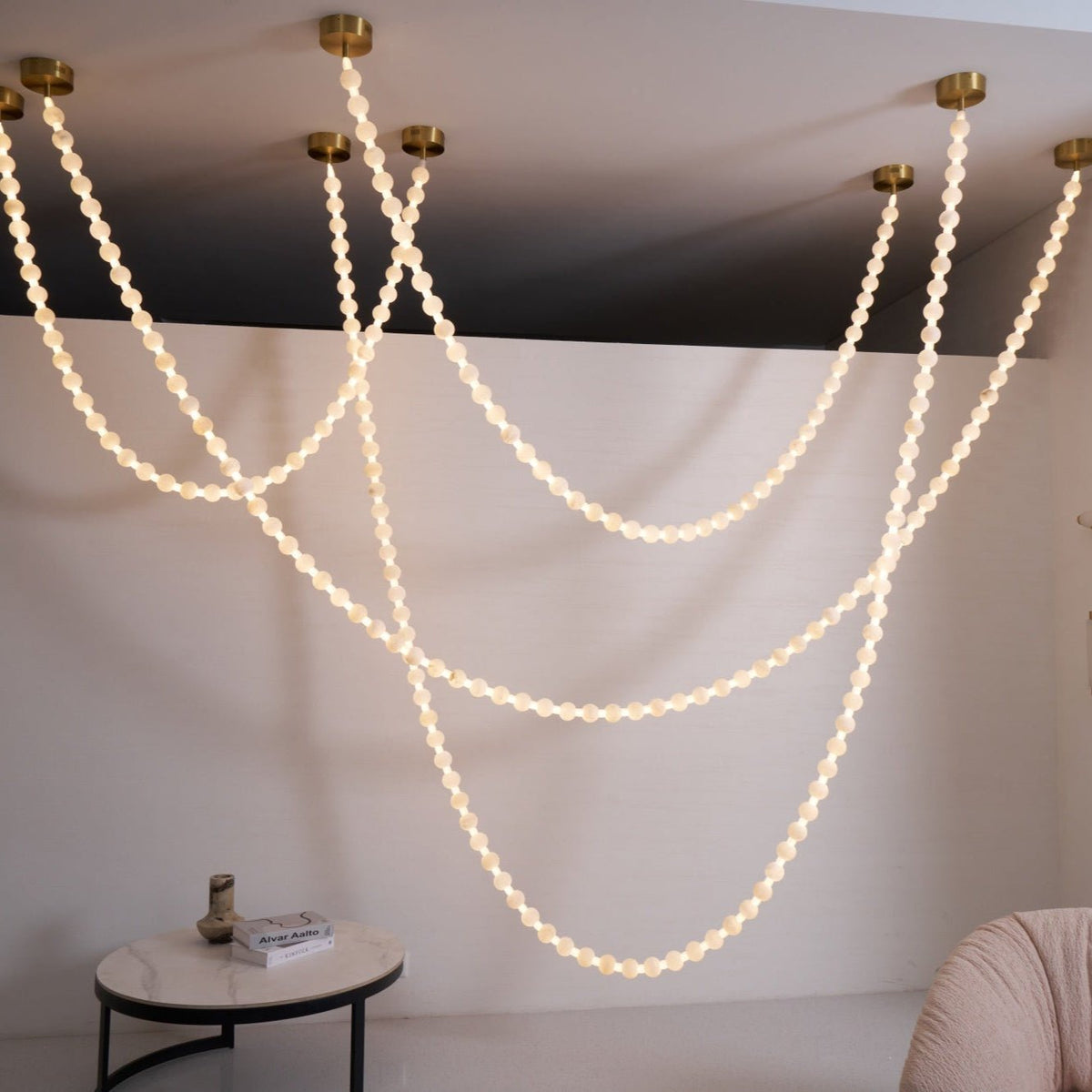Grempt alabastro Pearl Necklace lámpara de araña