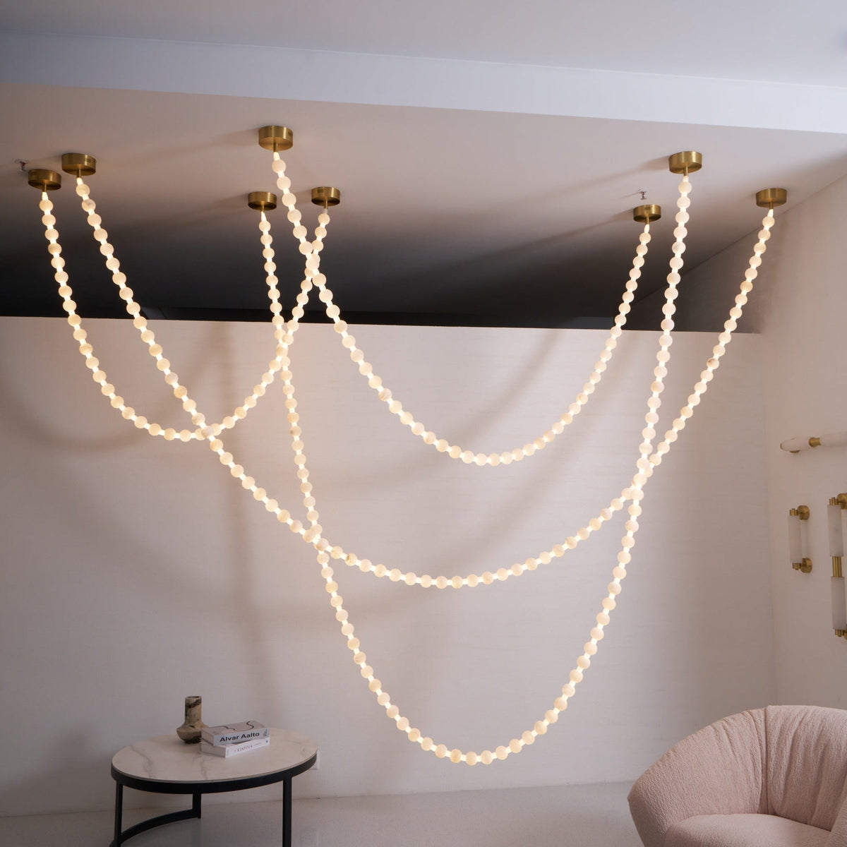 Grempt alabastro Pearl Necklace lámpara de araña