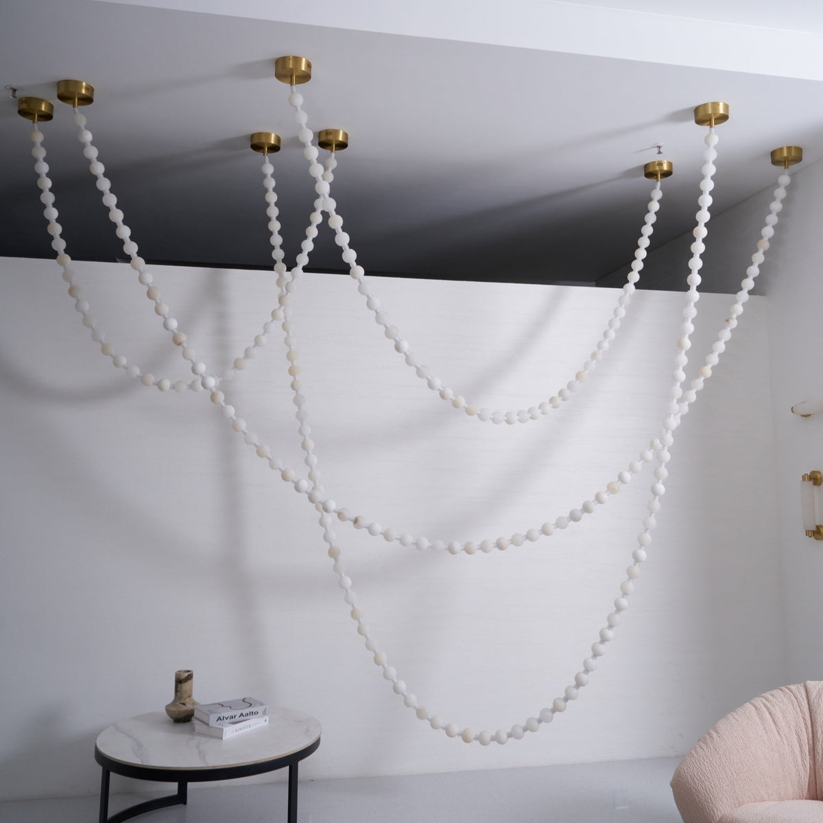 Grempt alabastro Pearl Necklace lámpara de araña