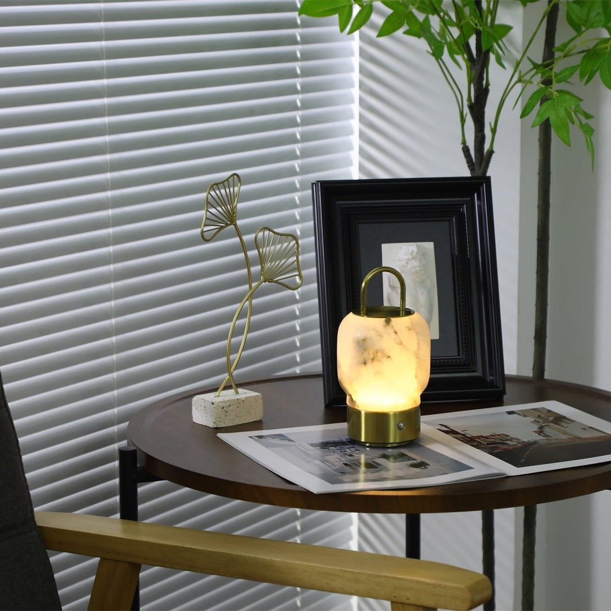 Oramith lámpara de mesa recargable portátil con pantalla de alabastro