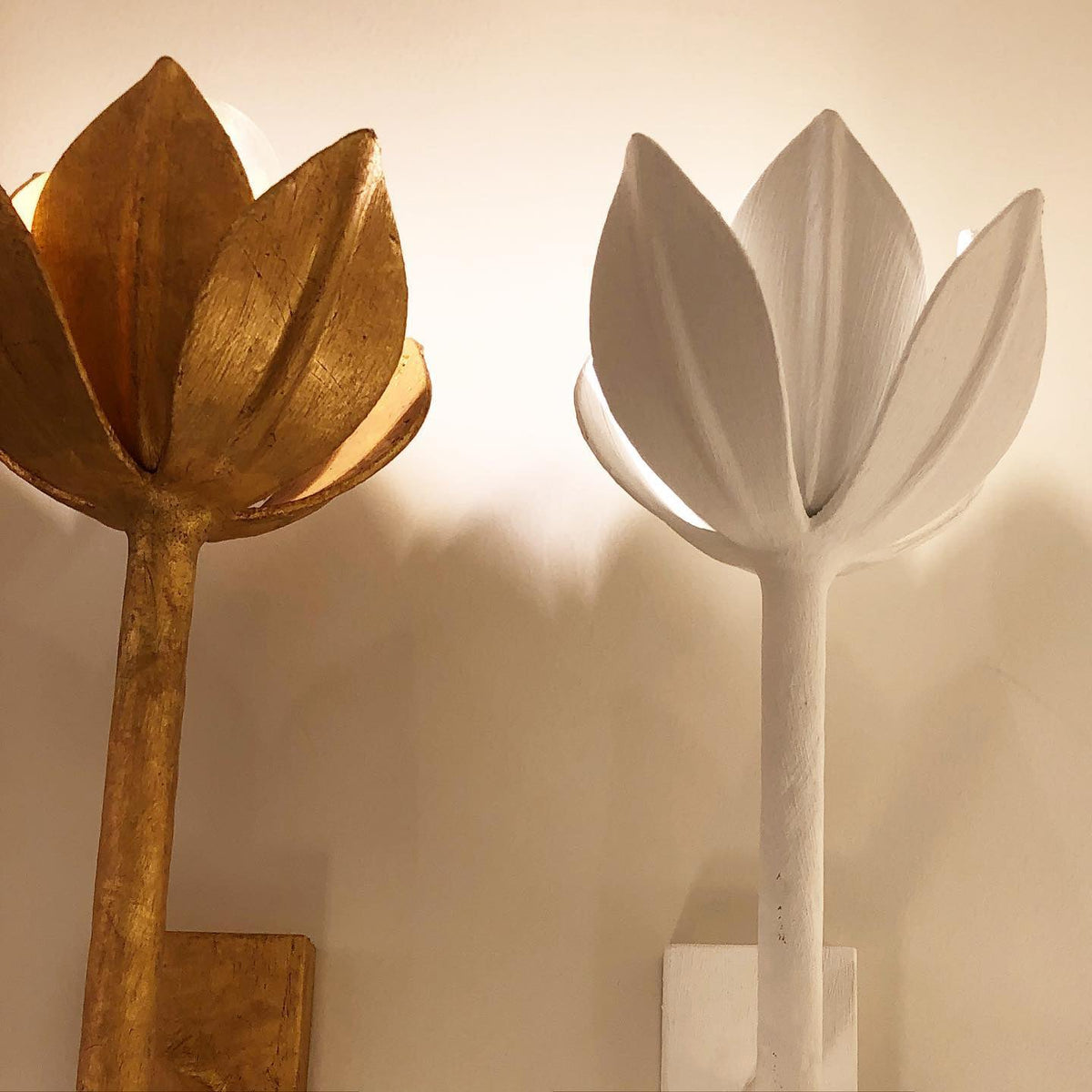 Clira aplique de pared Lotus floración en latón