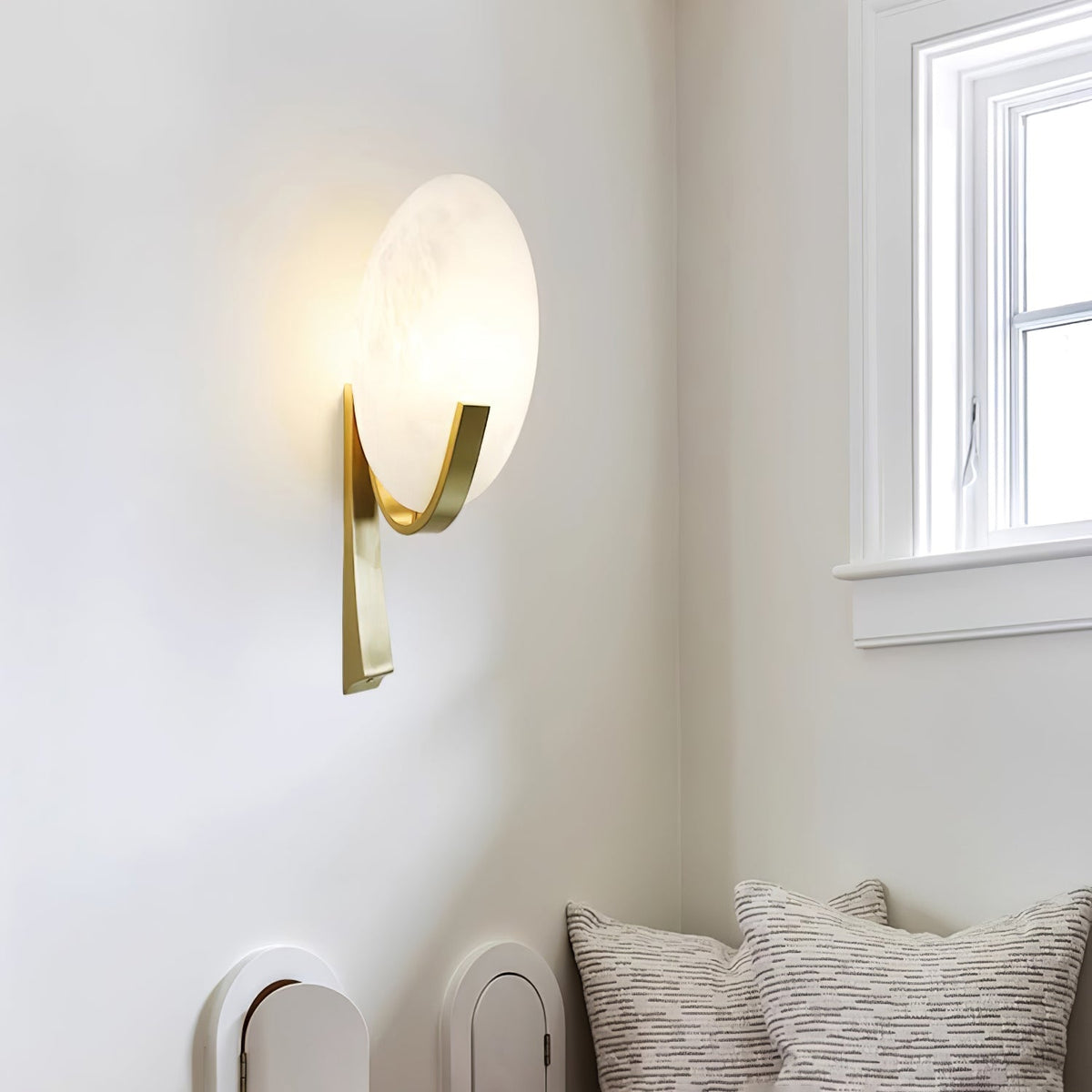 Avey aplique de pared moderno en alabastro con enchufe US