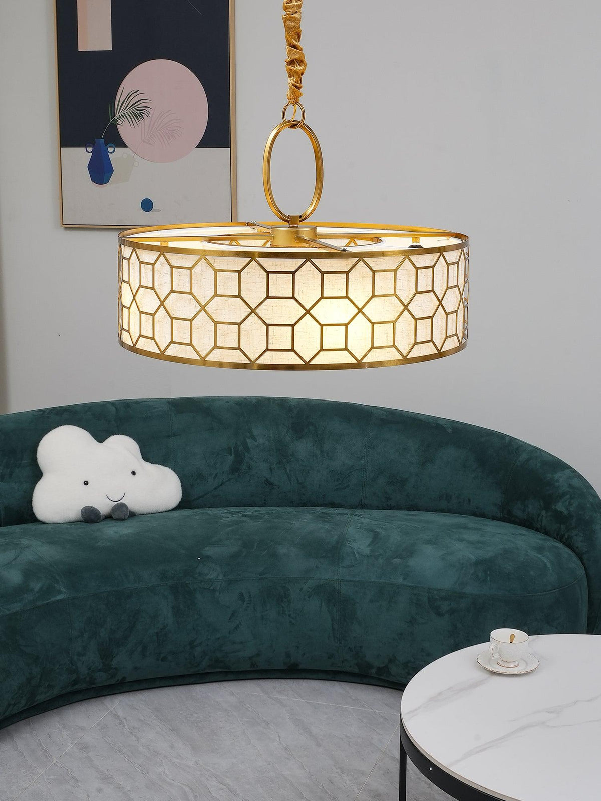 Arshaor lámpara colgante Premium Elegancia redonda de vidrio y cobre