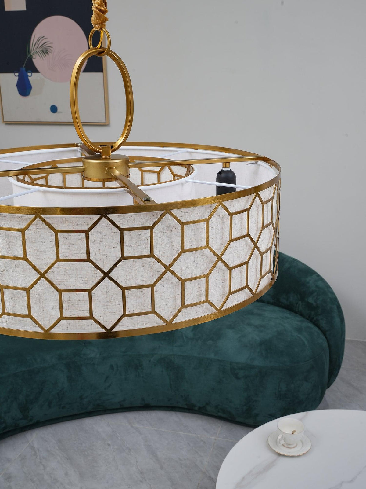 Arshaor lámpara colgante Premium Elegancia redonda de vidrio y cobre