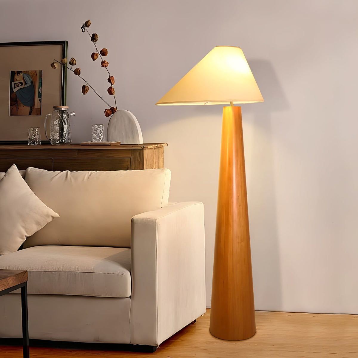 Pinnacle lámpara de pie minimalista de madera