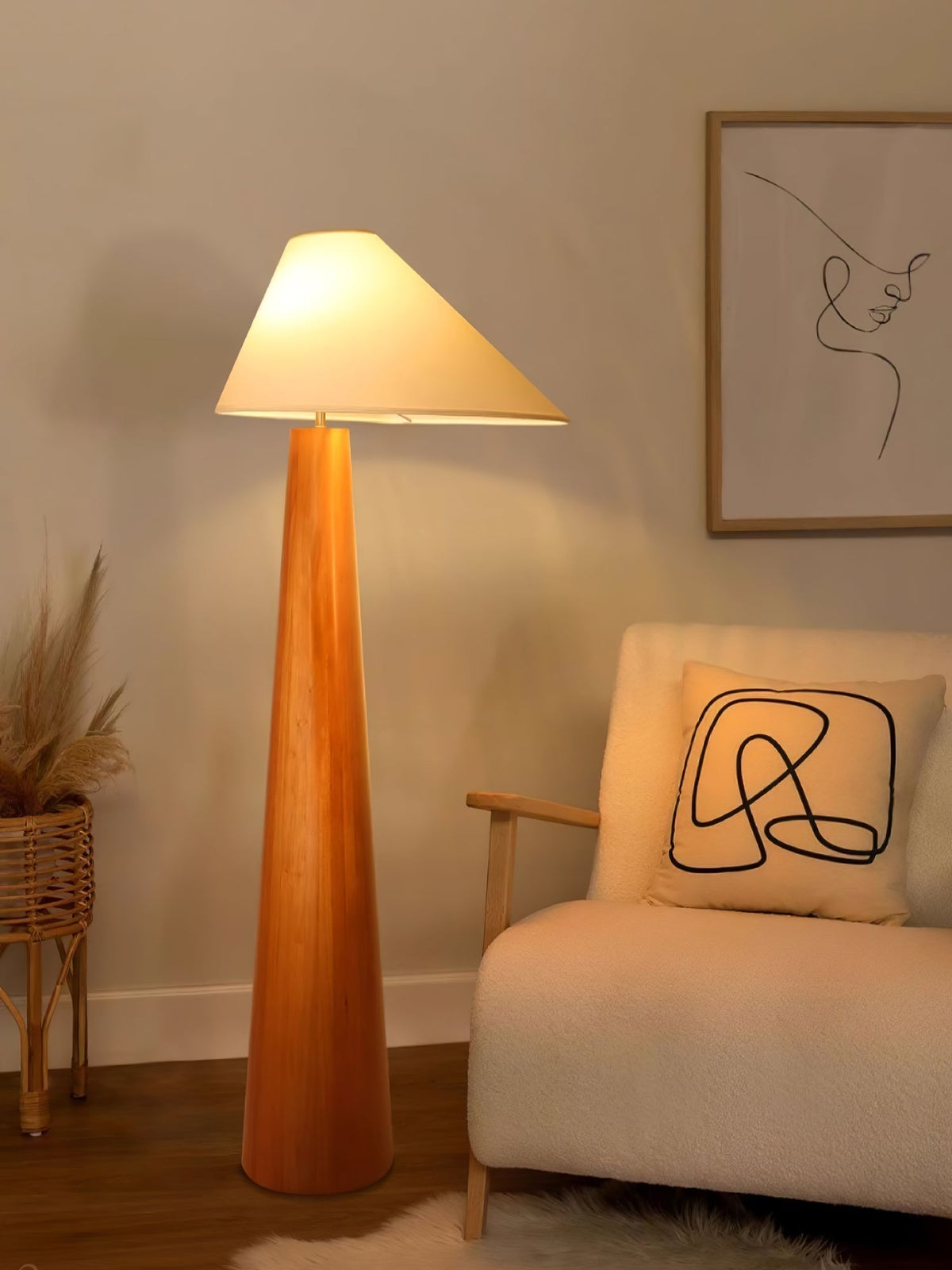 Pinnacle lámpara de pie minimalista de madera