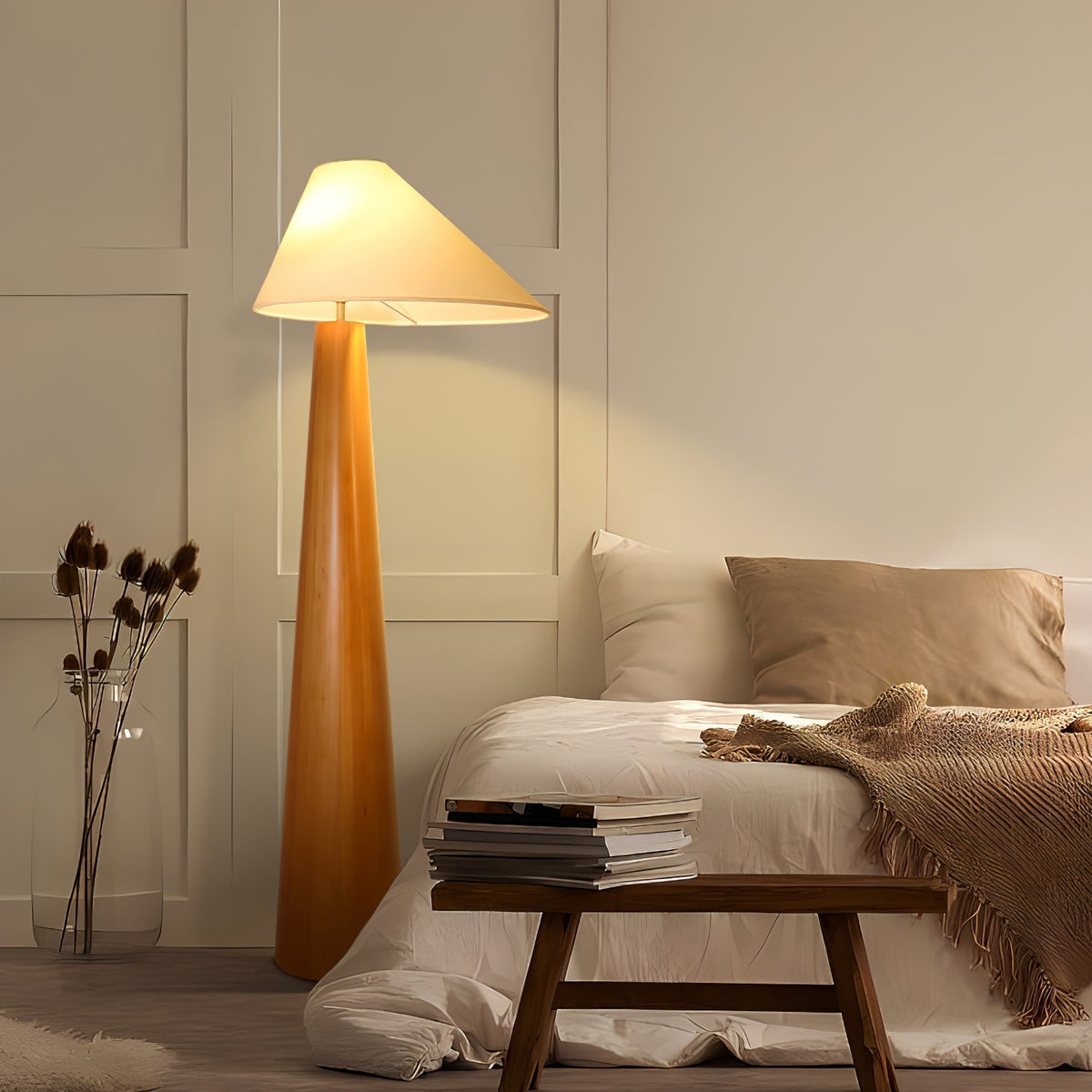 Pinnacle lámpara de pie minimalista de madera