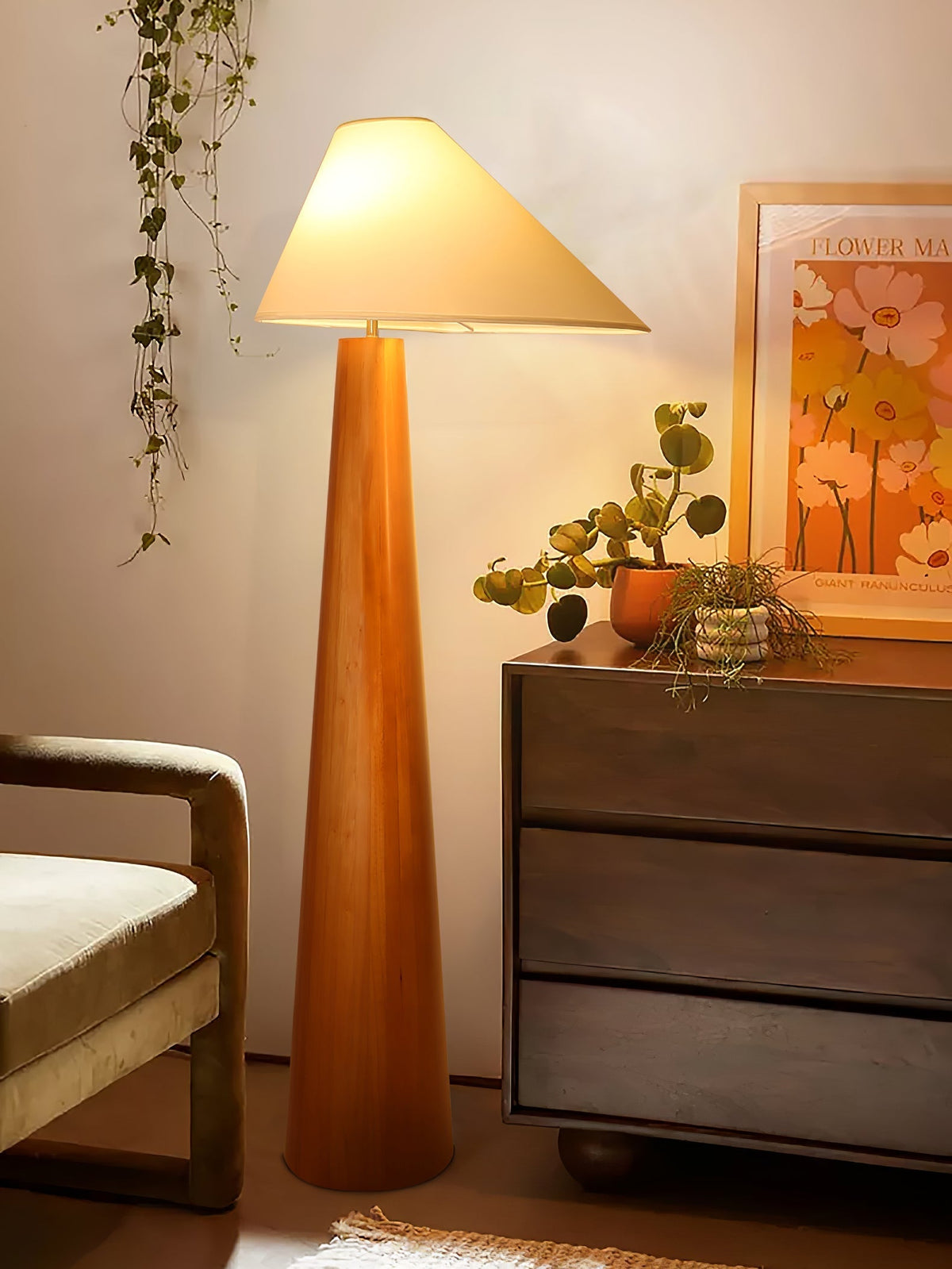 Pinnacle lámpara de pie minimalista de madera