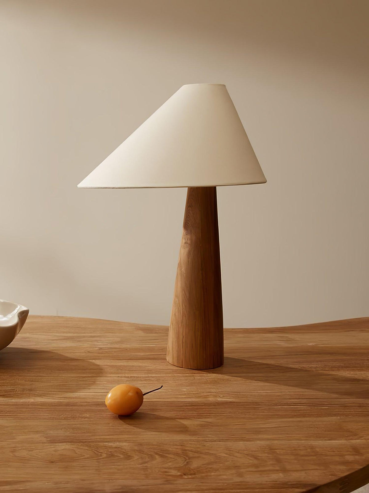 Mirose lámpara de mesa de madera y tejido rústico