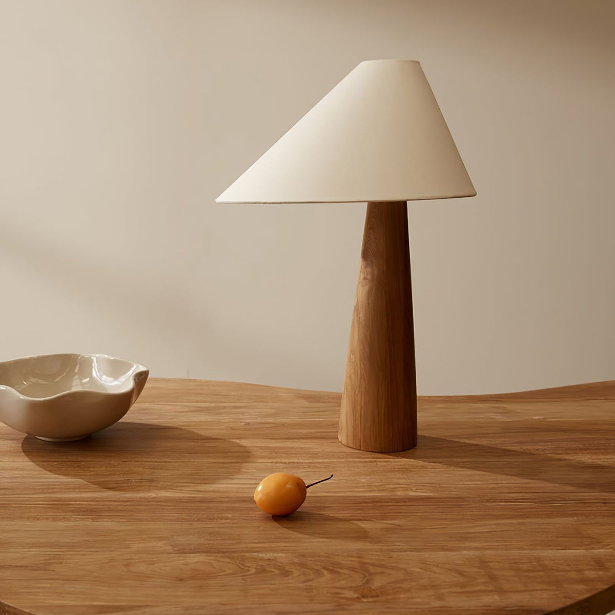 Mirose lámpara de mesa de madera y tejido rústico