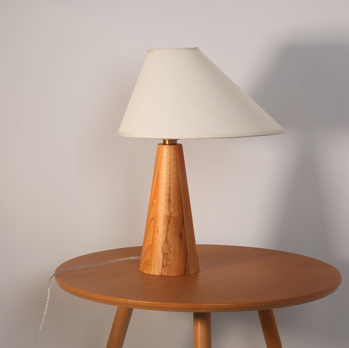 Mirose lámpara de mesa de madera y tejido rústico