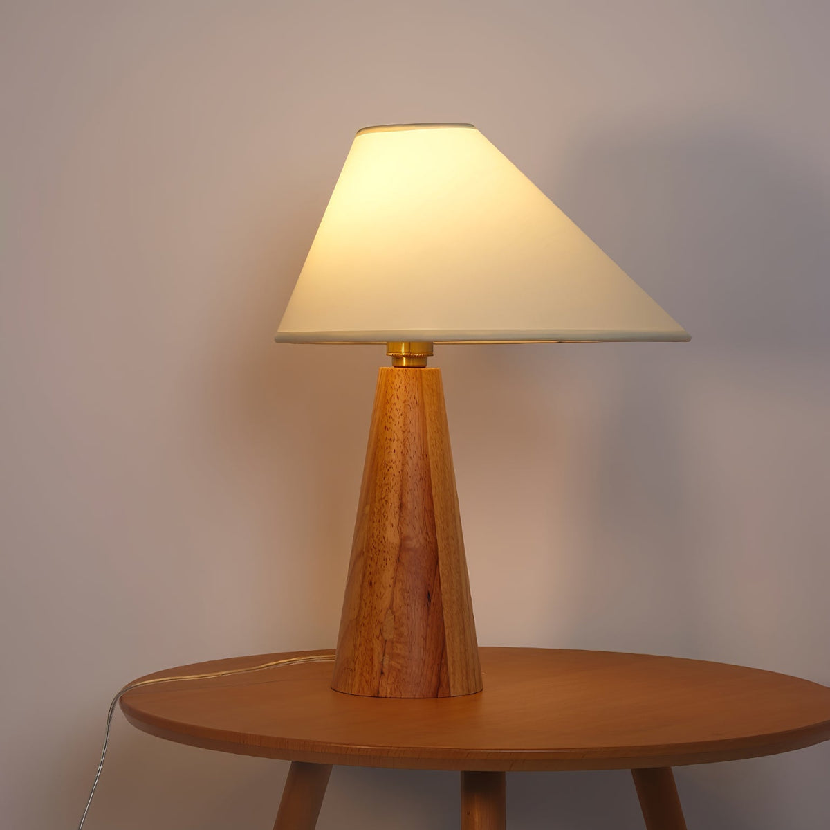 Mirose lámpara de mesa de madera y tejido rústico