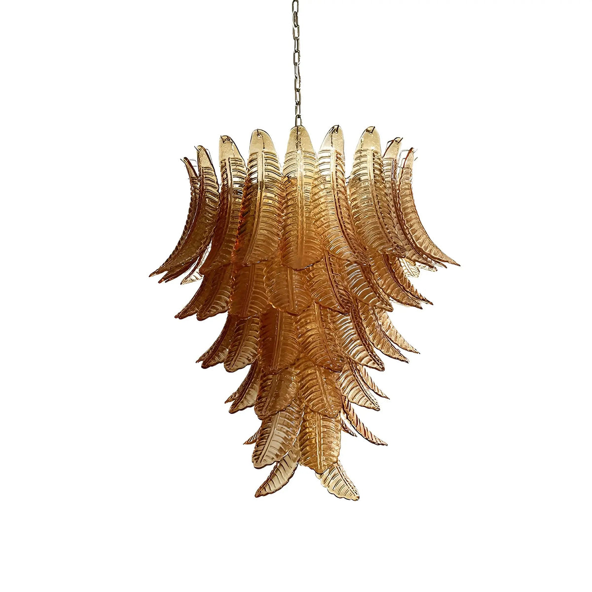Veleena lámpara de araña hojas de vidrio Murano ámbar en capas