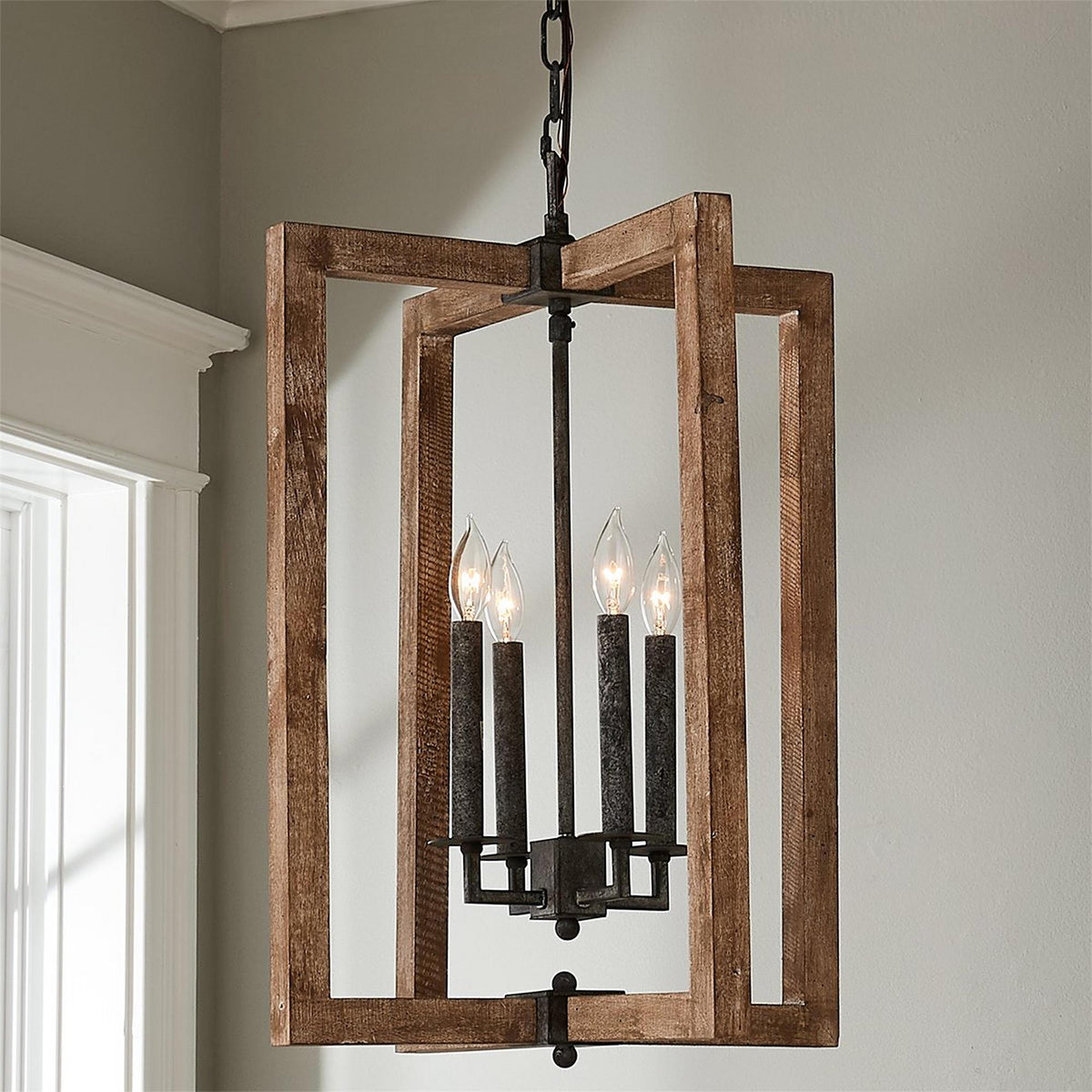 Eirikuvyi lámpara colgante Vintage Creatividad Metal madera Farol