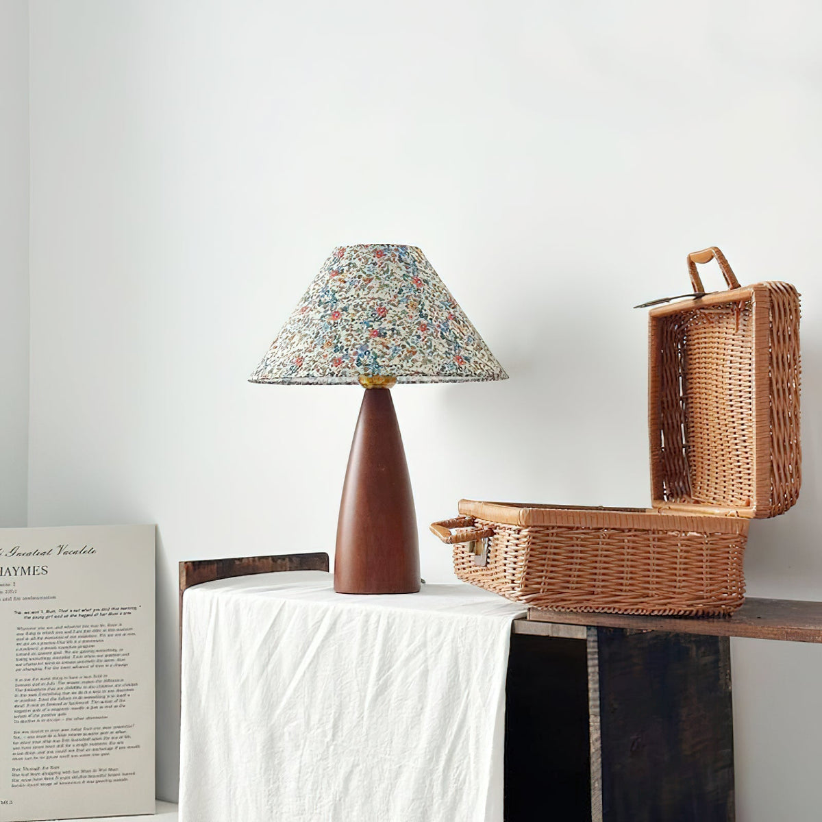 Ber lámpara de mesa vintage de madera