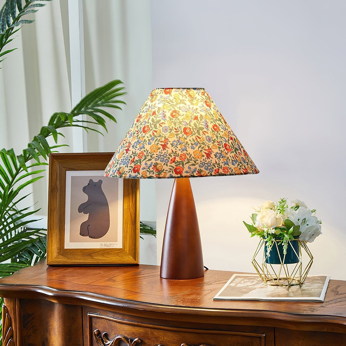 Ber lámpara de mesa vintage de madera