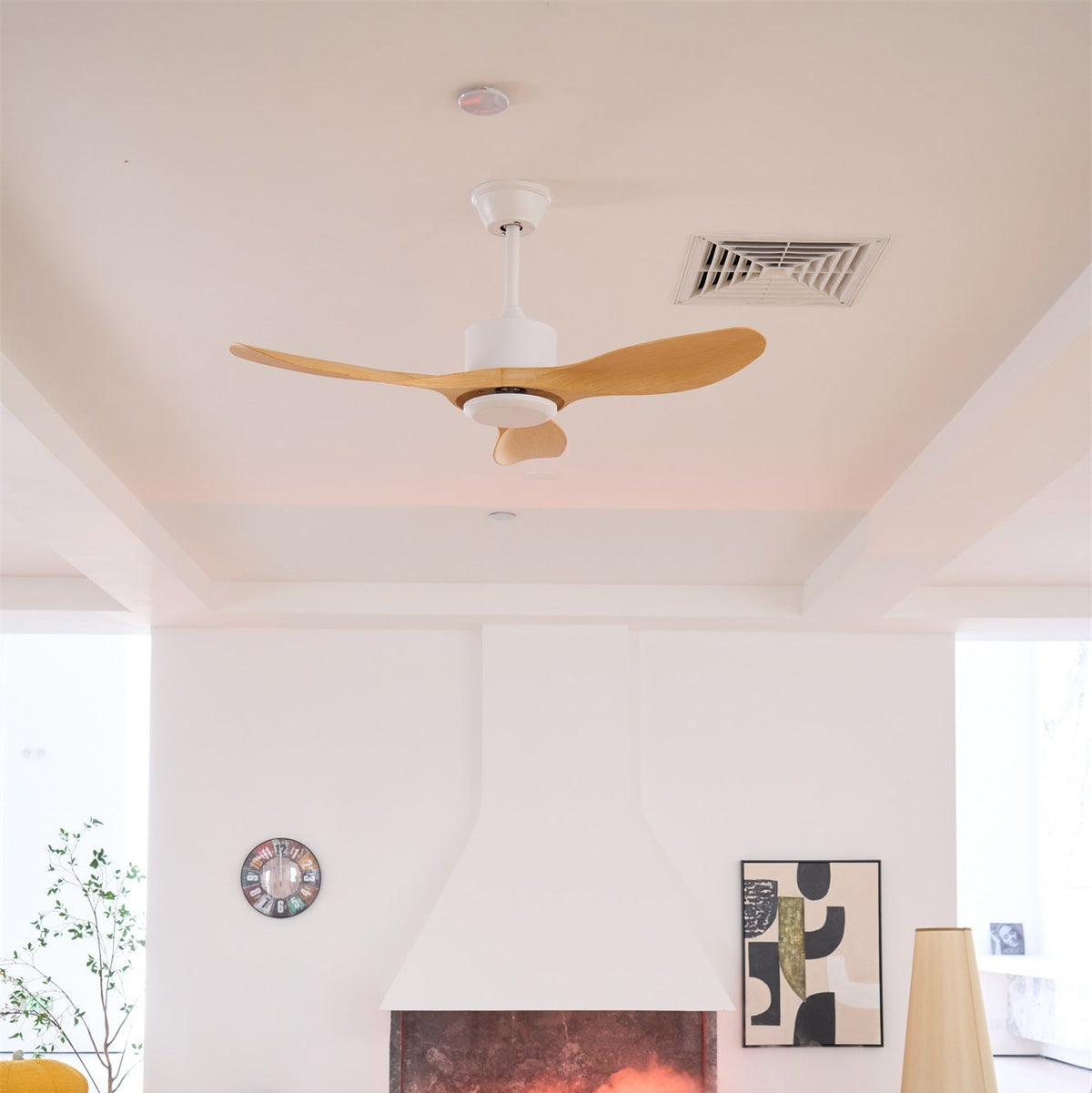 Aldaine Ventilador de techo minimalista de madera