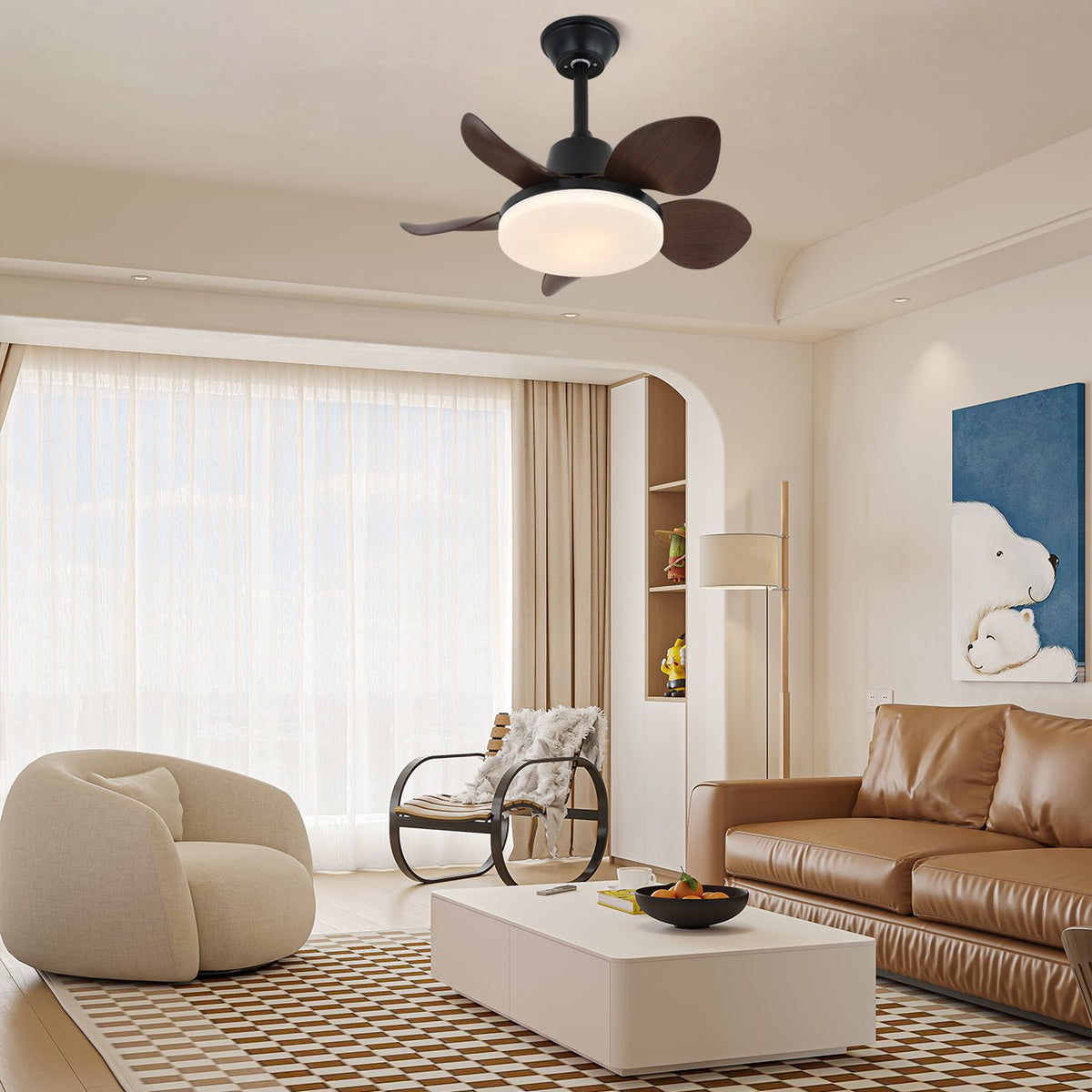 Veyra ventilador de techo con luz moderno de madera