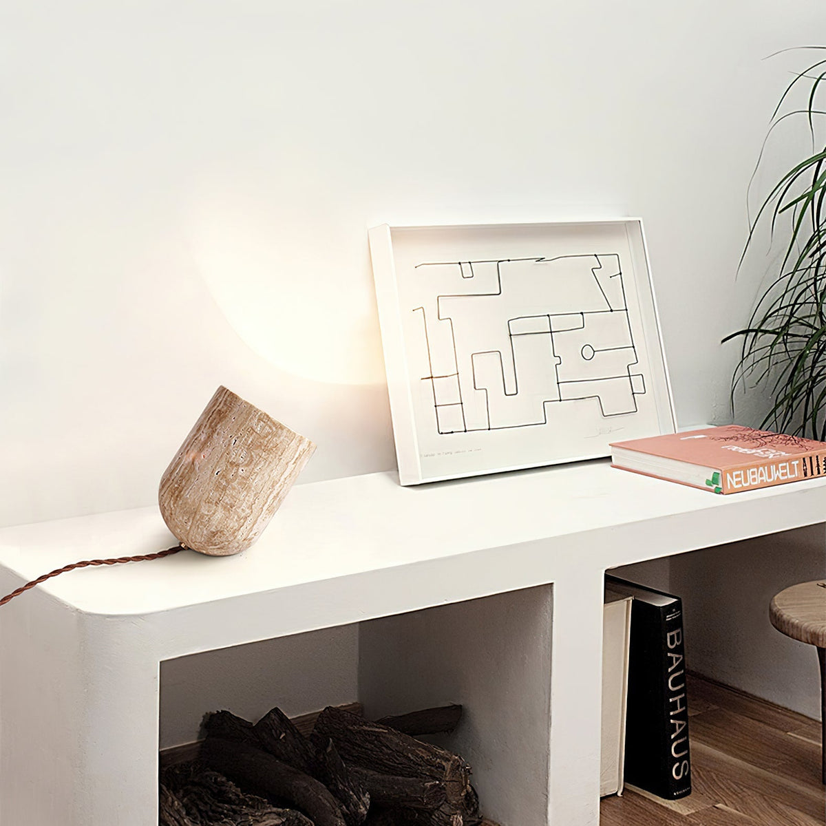 Valuaine lámpara de mesa travertino Tapered Block