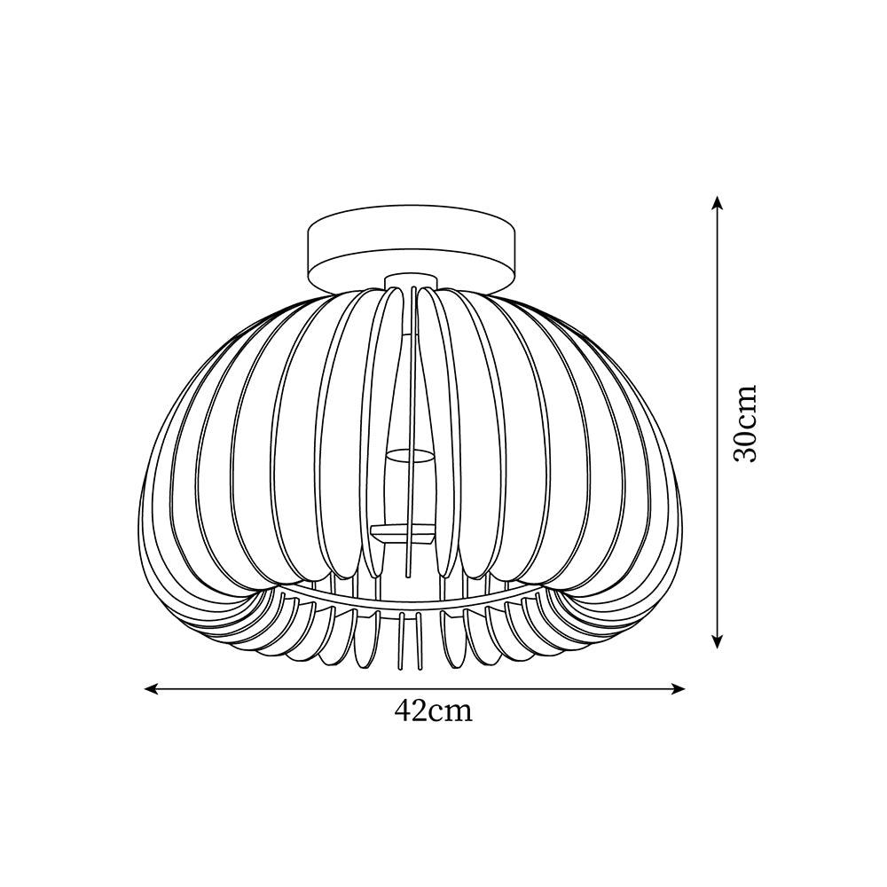 Lámpara de techo Pumpkin con florón y pantalla de boj natural