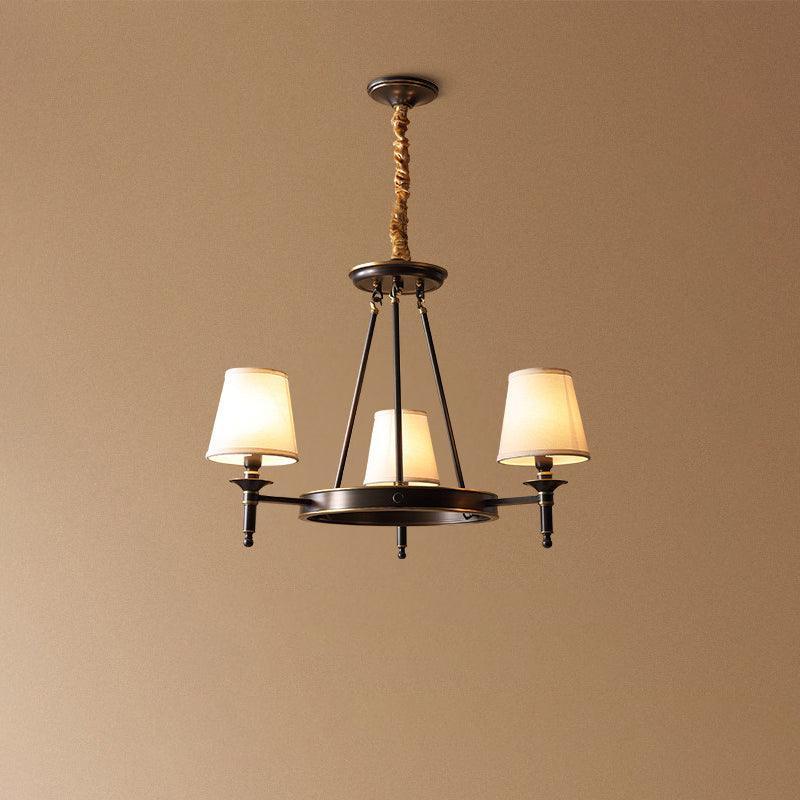 Dyvlen lámpara de araña en latón con pantalla de lino moderna 8-Light