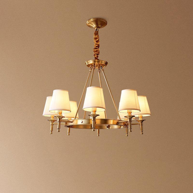 Dyvlen lámpara de araña en latón con pantalla de lino moderna 8-Light