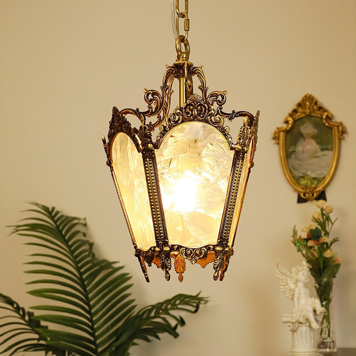 Auririelle lámpara colgante de latón estilo Imperio antiguo y elegante