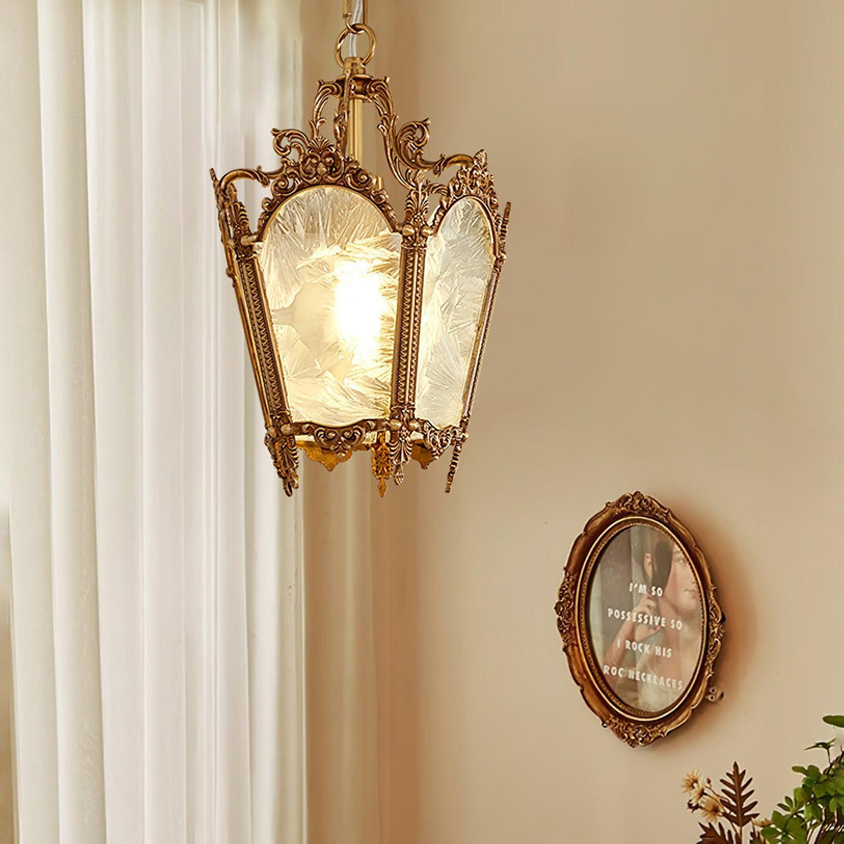 Auririelle lámpara colgante de latón estilo Imperio antiguo y elegante
