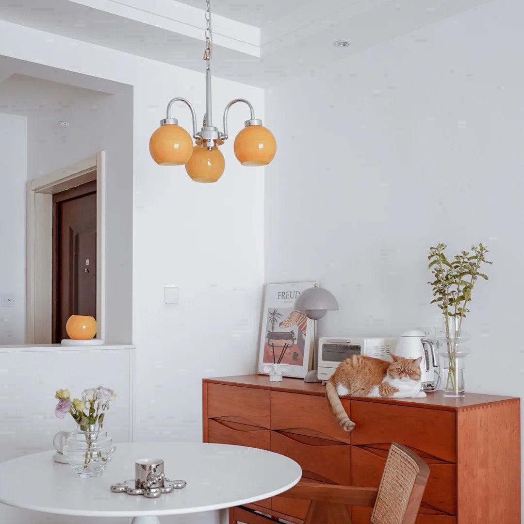 Liororian lámpara de araña con globos de vidrio amarillo