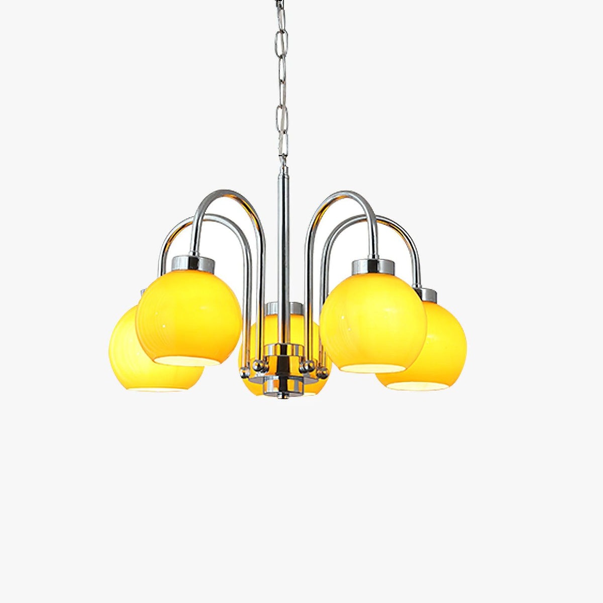 Liororian lámpara de araña con globos de vidrio amarillo