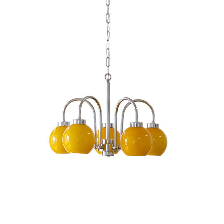 Liororian lámpara de araña con globos de vidrio amarillo