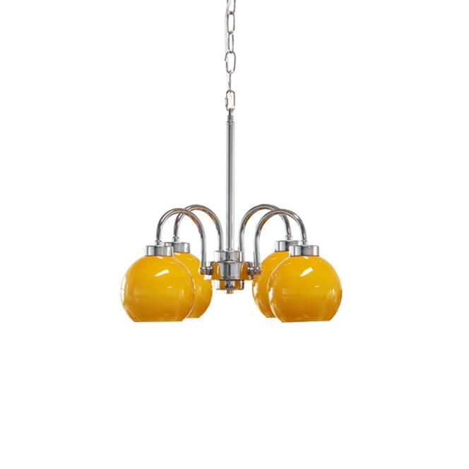 Liororian lámpara de araña con globos de vidrio amarillo