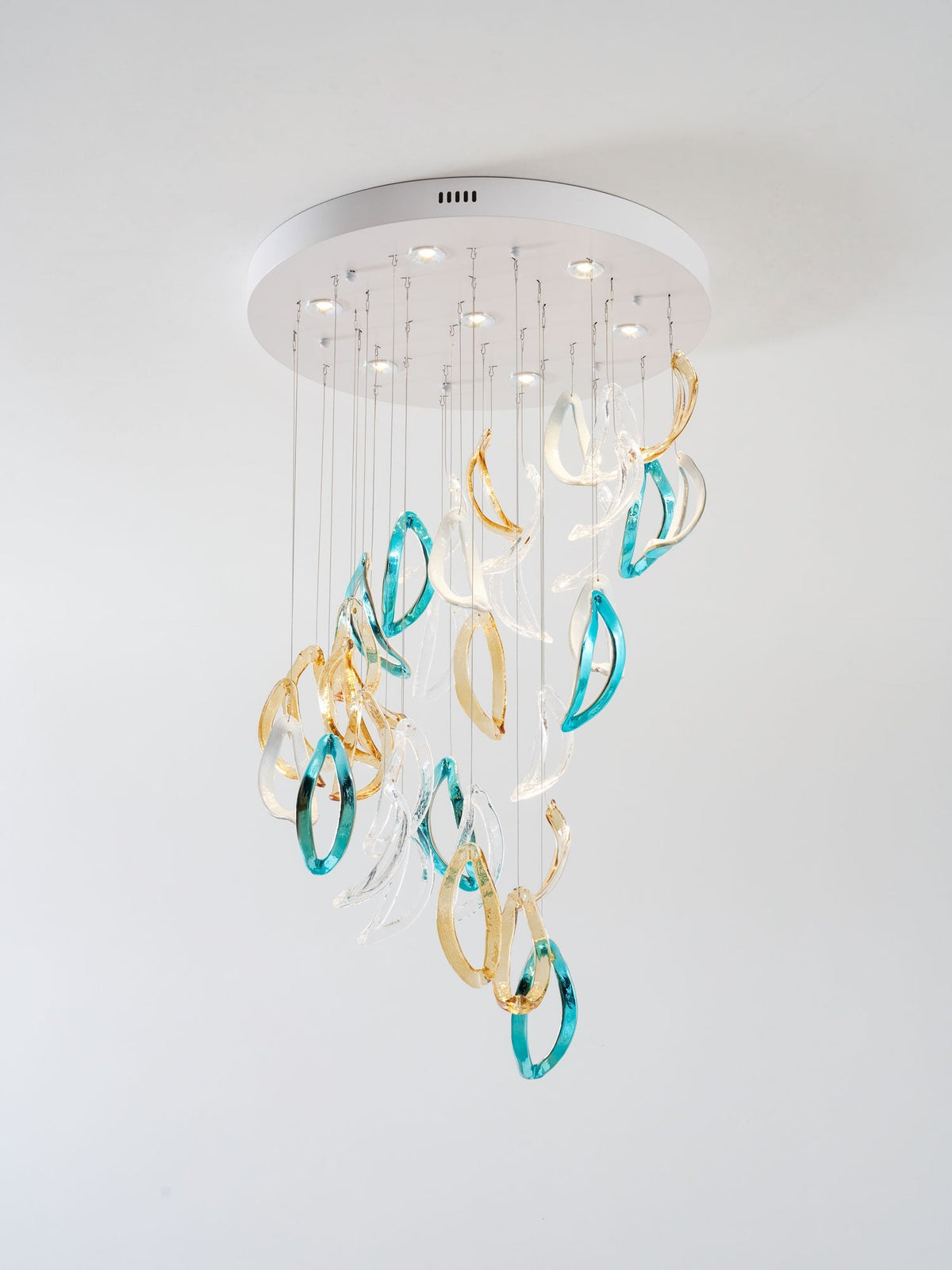 AquaFlux Grand Cascade efecto ondulado vidrio Art Customize lámpara de araña