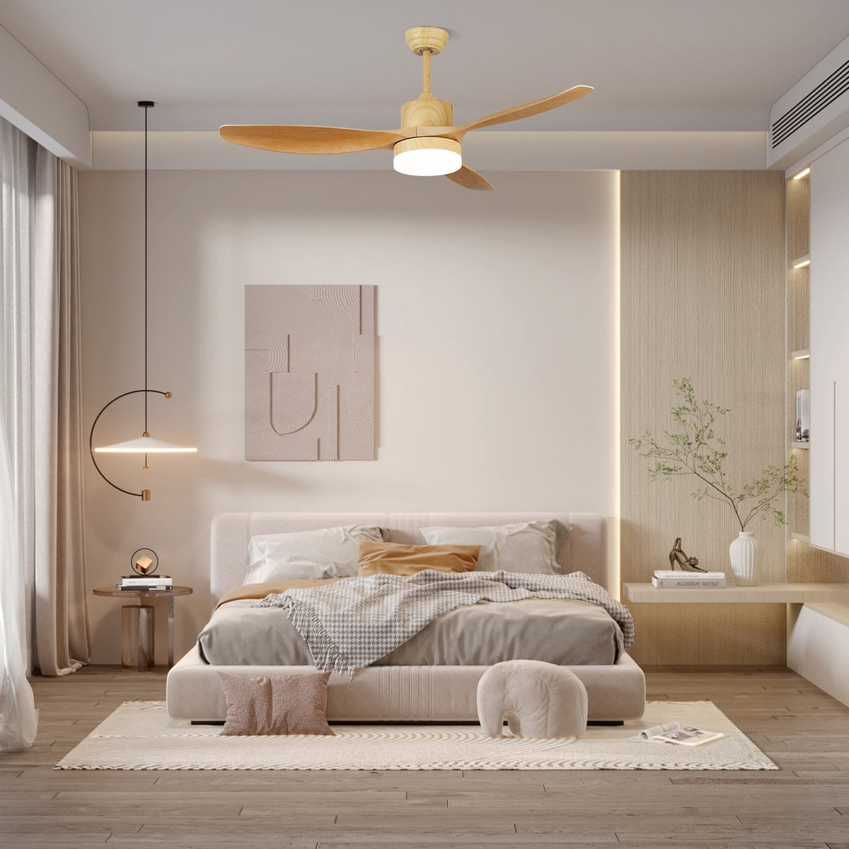 Arysen ventilador de techo con luz minimalista de madera
