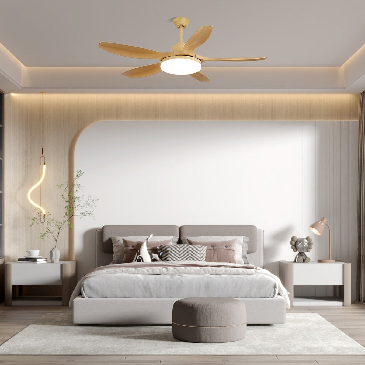 Arysen ventilador de techo con luz minimalista de madera