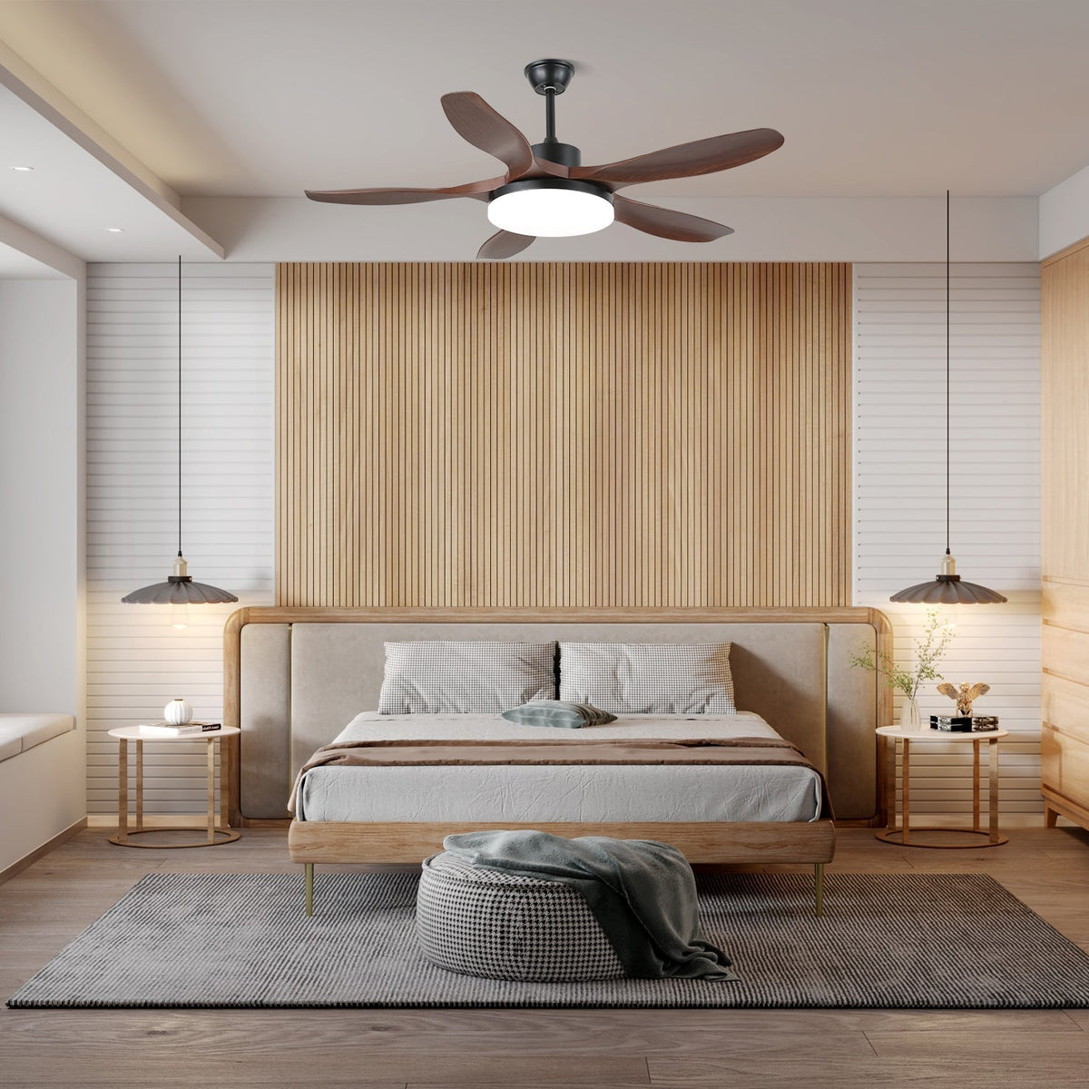 Arysen ventilador de techo con luz minimalista de madera