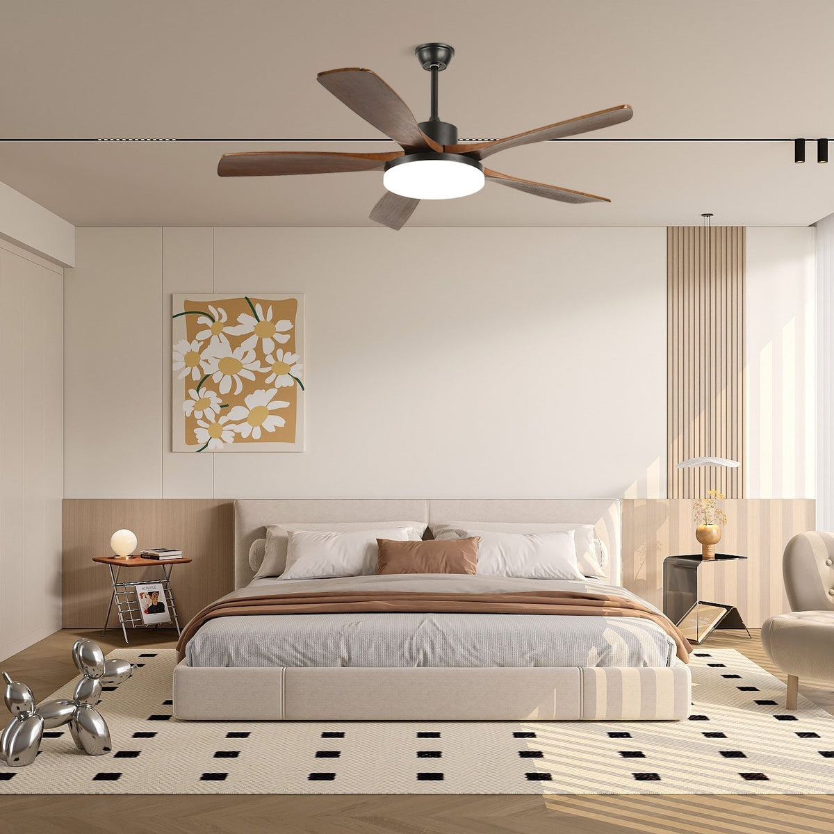 Arysen ventilador de techo con luz minimalista de madera