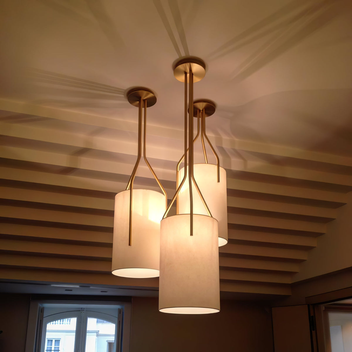 Cex lámpara de araña LED 3-luces latón moderna