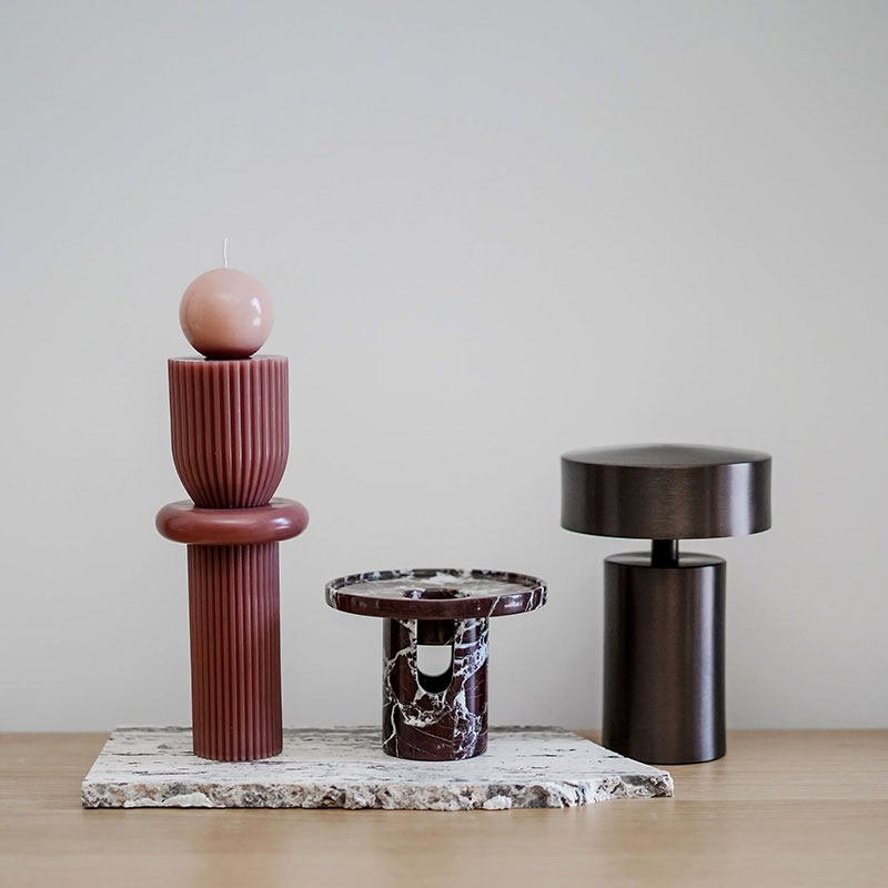 Calven Pillar mármol Soporte para velas