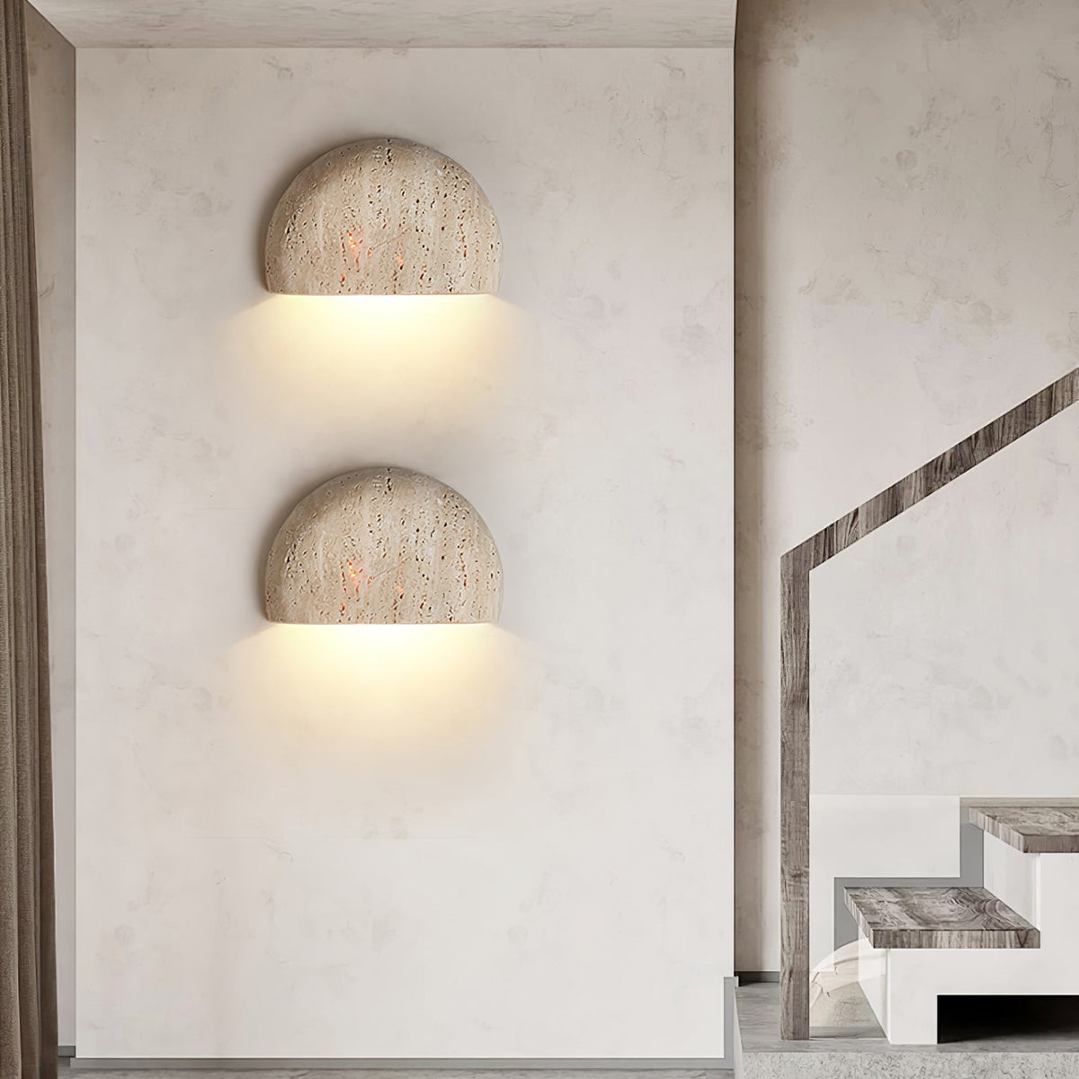 Armarel aplique de pared Half Moon de travertino